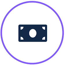 Icon of a dollar bill inside a purple circle on a white background.